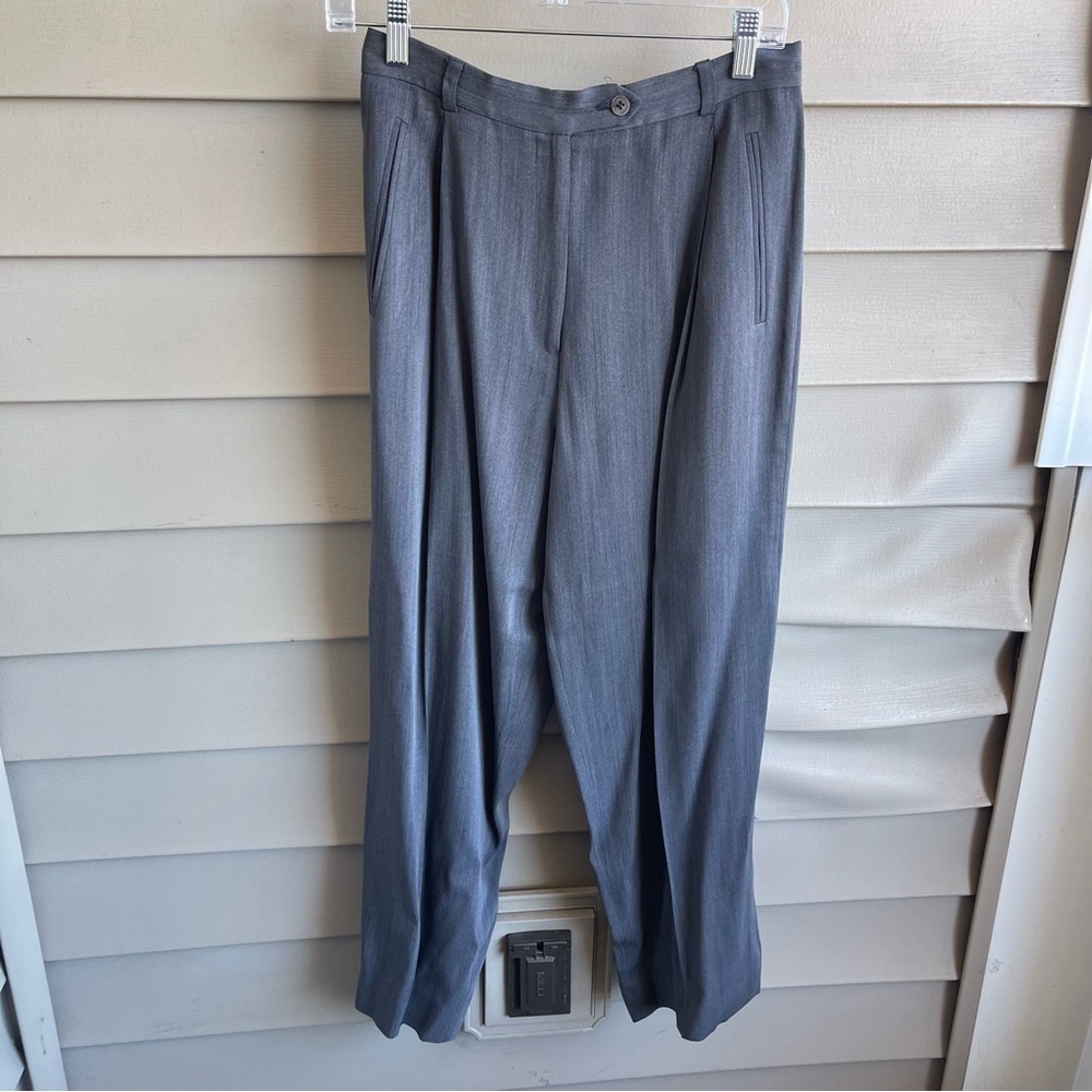 Burberrys Womens Wool Rayon Straight Leg Slacks Grey Size 10P Career Money